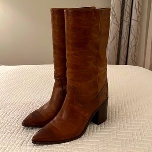Frye Mid-calf Cognac Boots- size 7.5